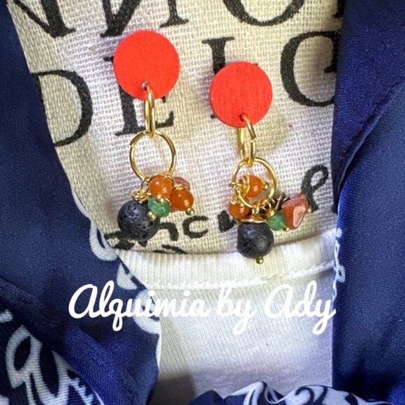 Alquimia Red and Gold Earrings - Picture 2 of 2
